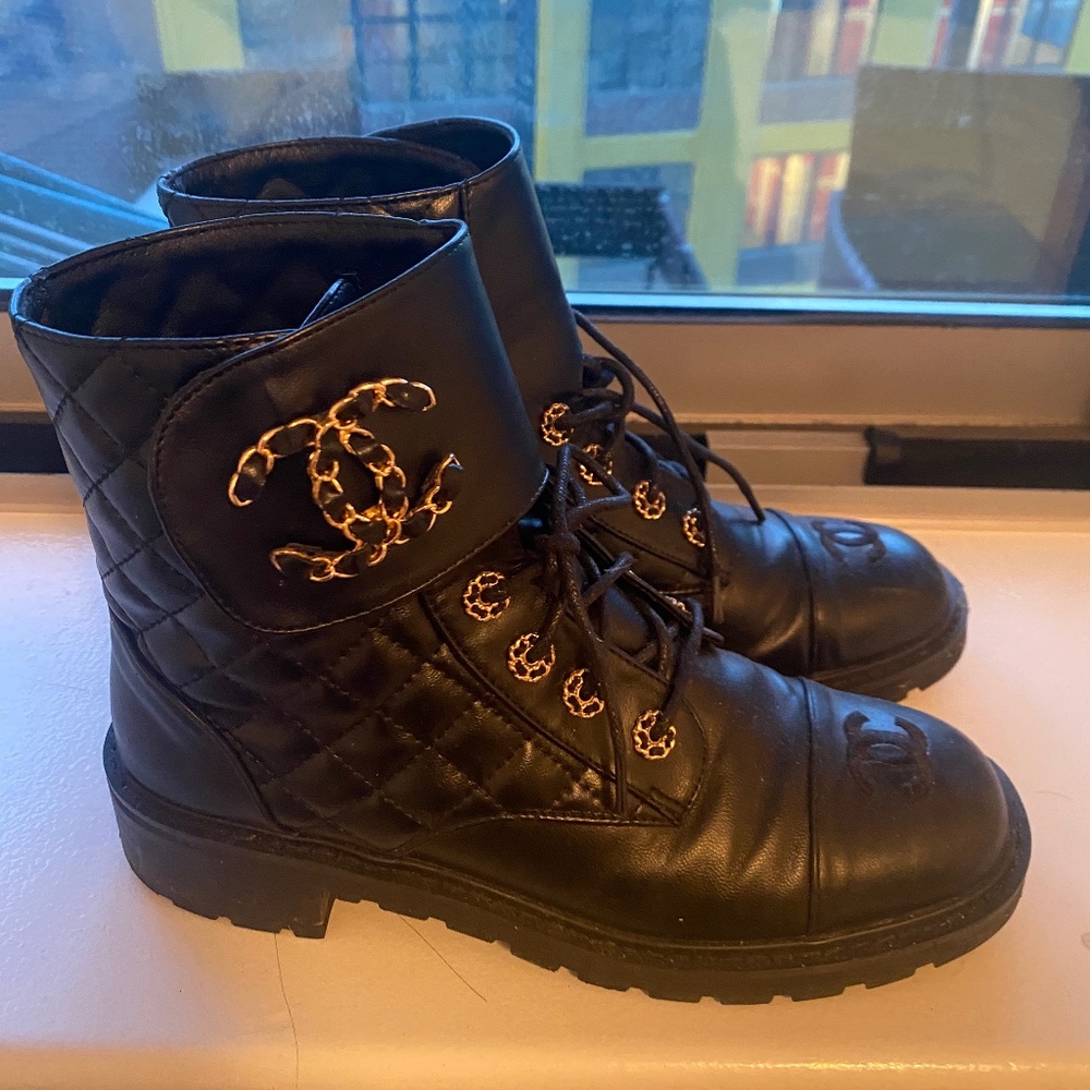 Black leather boots